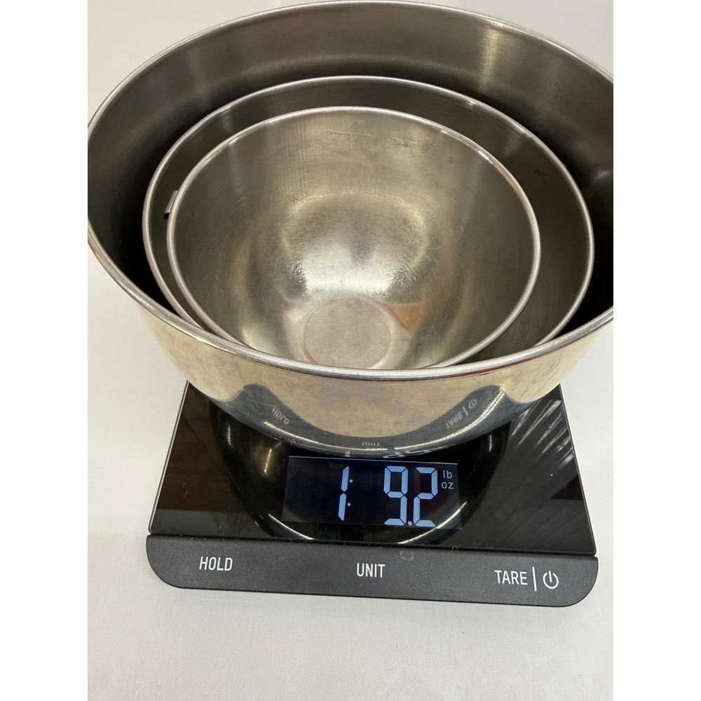 Vintage 18-8 Stainless Steel Nesting Mixing Bowls Set of 3 with Ring Handles